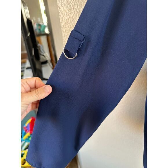 Navy Blue Long Sleeve Blouse - Picture 5 of 7